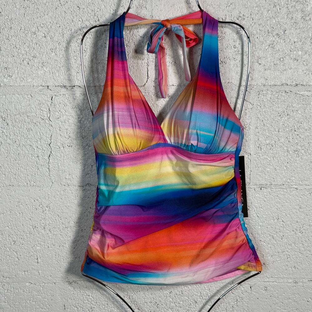 La Blanca woman's Island Halter Swim Tankini, Sunset Shores 4 MSRP $98